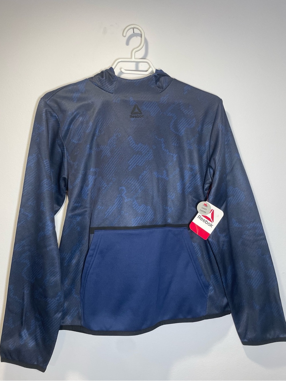 Reebok Men’s Navy Blue Crewneck Hoodie Sweatshirt